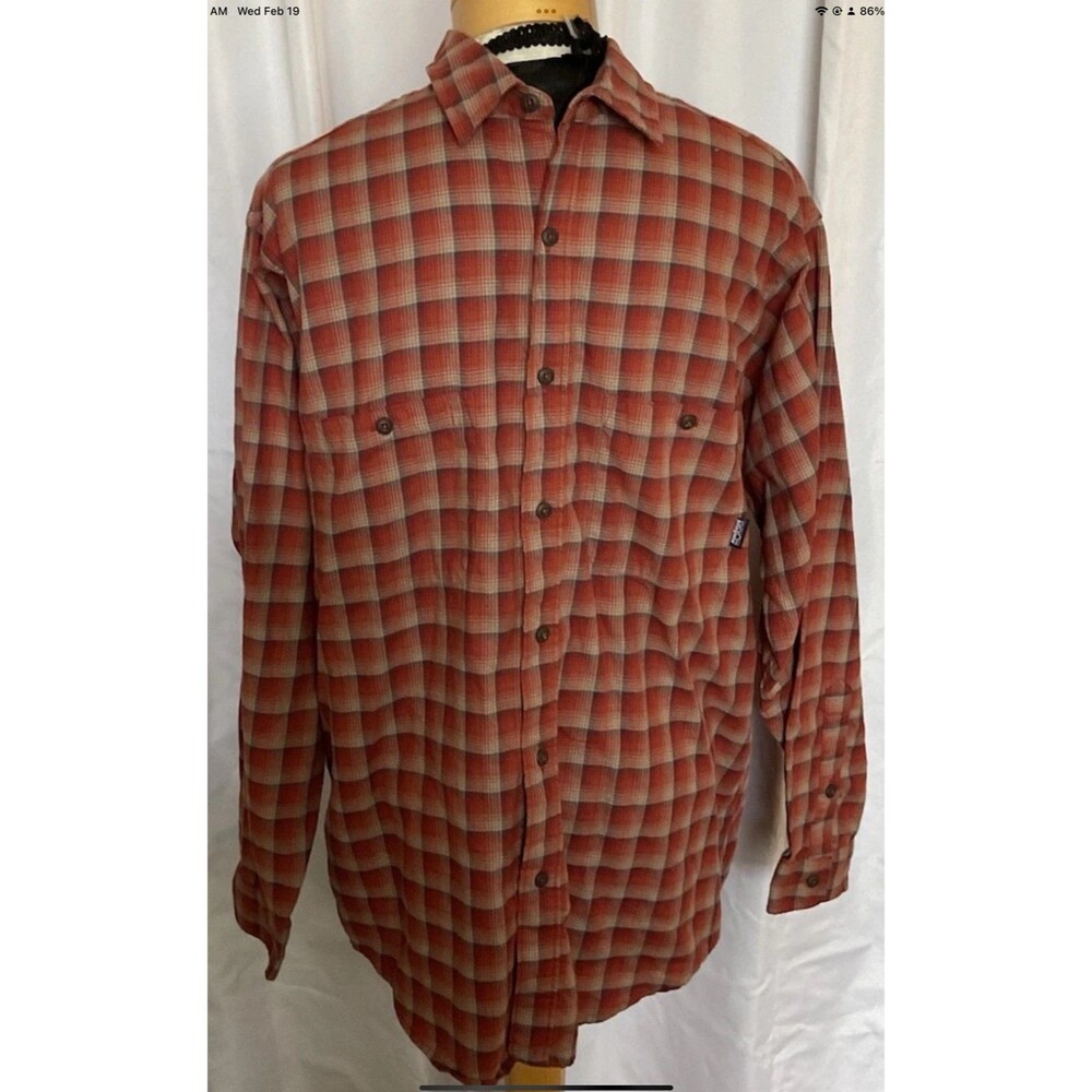 Patagonia Shirt Mens Small Red Check Outdoor Button Up Shirt Organic Cotton